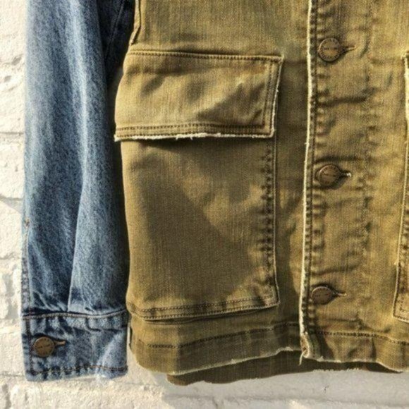 Current Elliott Distressed Military Jean Jacket XS - Picture 3 of 8